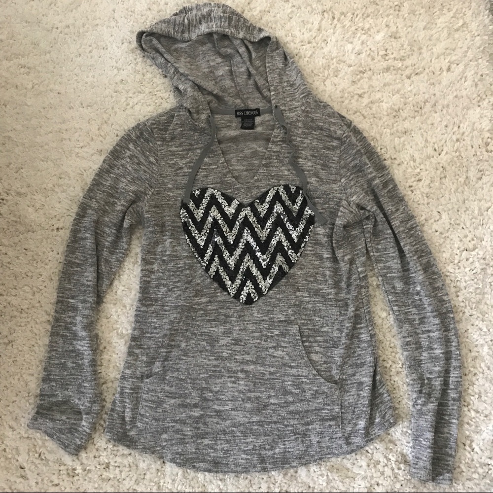 Juniors Heart Embroidered Hoodie